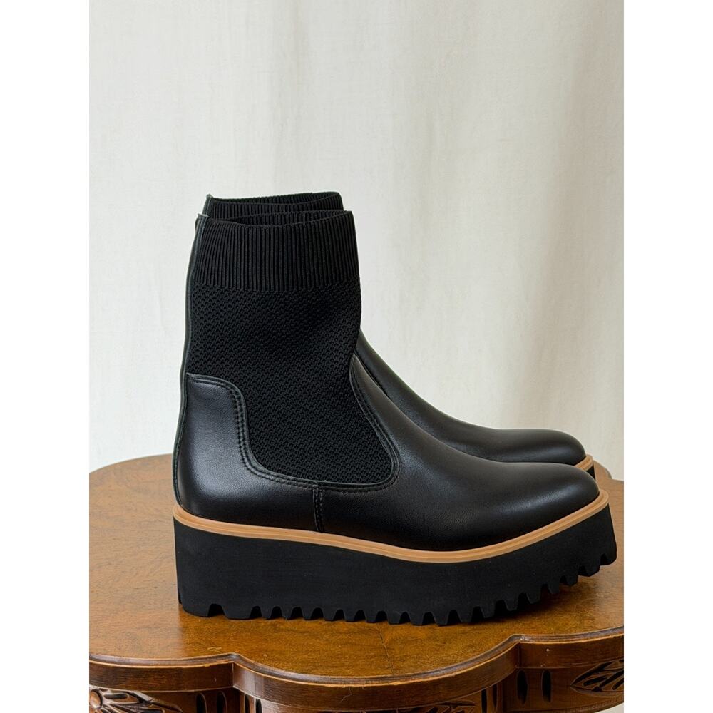 NIB ALL BLACK Black Flatform Sock Chelsea Platform Boots #0373 EU 41